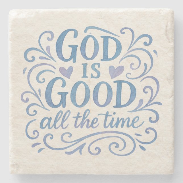 Whimsical Good is Good Typography Stone Coaster (Front)
