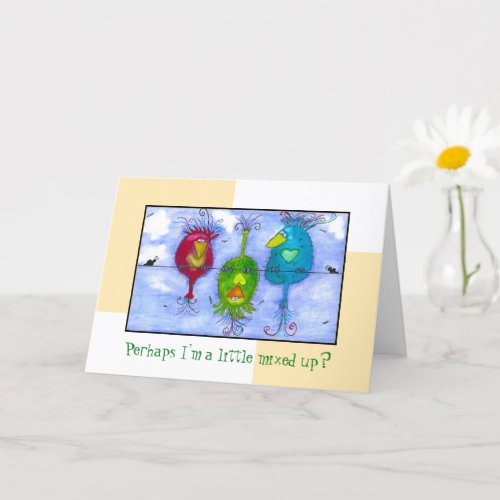 Whimsical Goofy Birds Birthday Card