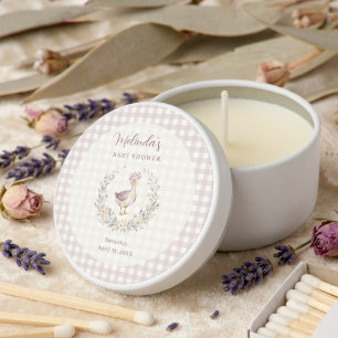 Whimsical Goose Baby Shower Pastel Gingham LPM26 Mini Candle Favors