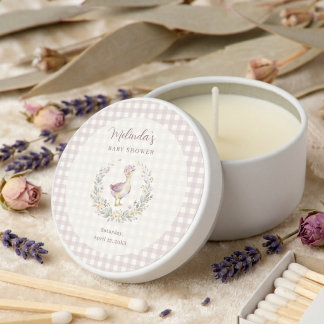 Whimsical Goose Baby Shower Pastel Gingham LPM26 Mini Candle Favors
