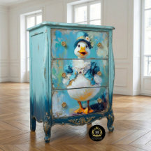 Whimsical Goose in Blue Bonnet Decoupage