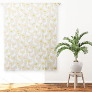 Whimsical Goose Pattern Soft Neutral Style Sheer Curtains