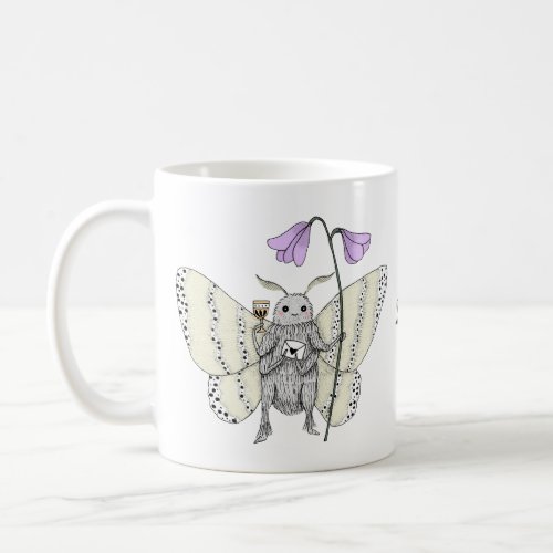 Whimsical Goth Creepy Cute moth Custom Name  Coffee Mug