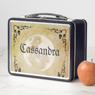 Whimsical Goth Full Moon Metal Lunch Box