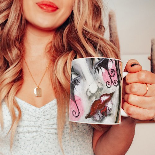 Whimsical Goth Girl Mime Clown Positivity Love Fun Coffee Mug