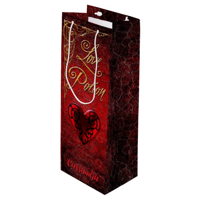 Whimsical Goth Love Potion  Wine Gift Bag (Front Angled)