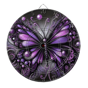 Whimsical Gothic Butterfly Purple Black Colorful Dart Board