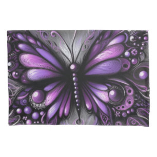 Whimsical Gothic Butterfly Purple Black Colorful Pillow Case