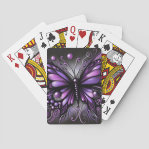 Whimsical Gothic Butterfly Purple Black Colorful Poker Cards