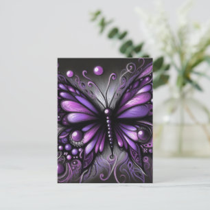 Whimsical Gothic Butterfly Purple Black Colorful Postcard