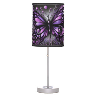 Whimsical Gothic Butterfly Purple Black Colorful Table Lamp