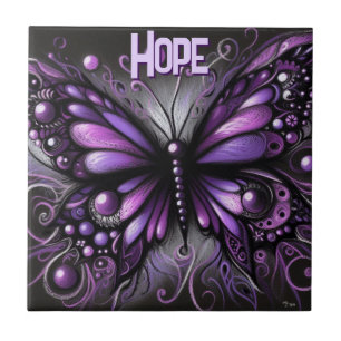Whimsical Gothic Butterfly Purple Personalized Ceramic Tile