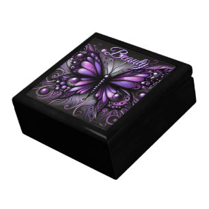 Whimsical Gothic Butterfly Purple Personalized Gift Box