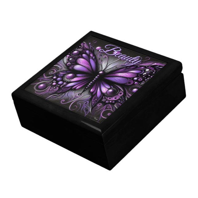 Whimsical Gothic Butterfly Purple Personalized Gift Box (Side)