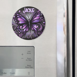 Whimsical Gothic Butterfly Purple Personalized Magnet