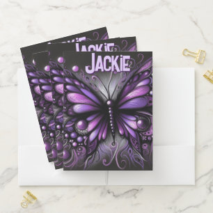 Whimsical Gothic Butterfly Purple Personalized Pocket Folder