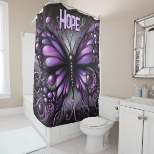 Whimsical Gothic Butterfly Purple Personalized Shower Curtain