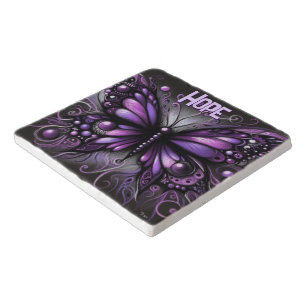 Whimsical Gothic Butterfly Purple Personalized Trivet