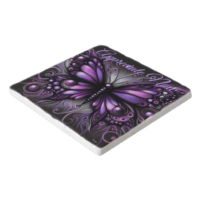 Whimsical Gothic Butterfly Purple Personalized Trivet (Corner)