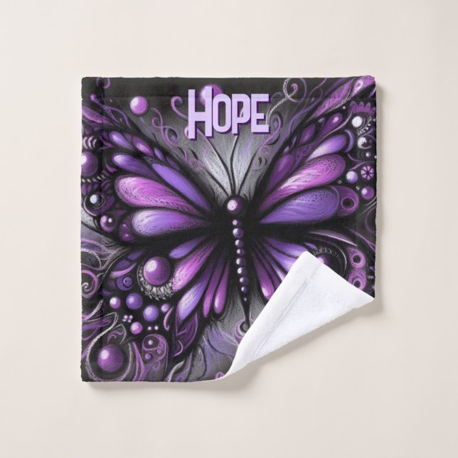 Whimsical Gothic Butterfly Purple Personalized Wash Cloth (Wash Cloth)