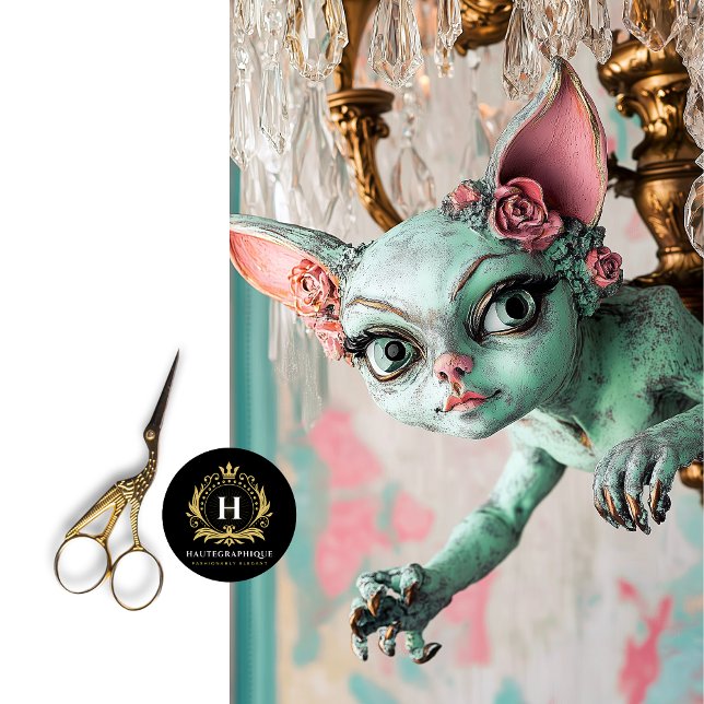 Whimsical Gothic Cat Gargoyle Decoupage  Tissue Paper (Creator Uploaded)