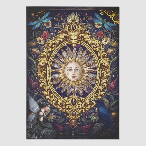 Whimsical Gothic Celestial Dragonfly Raven Fairy Tissue Paper
