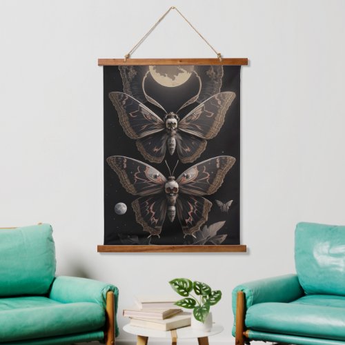 Whimsical Gothic Deaths Head Moth Hanging Tapestry