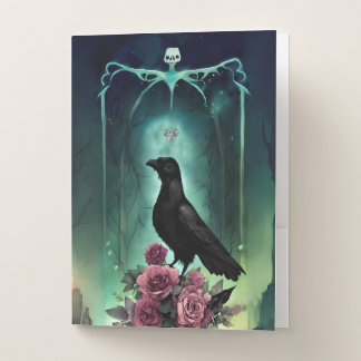 Whimsical Gothic Raven Illustration Goth Folder
