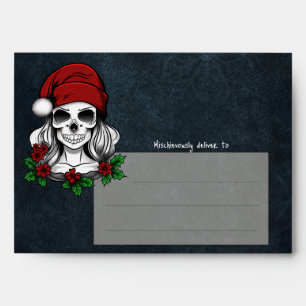 Whimsical Gothic Santa Skull Christmas Envelope