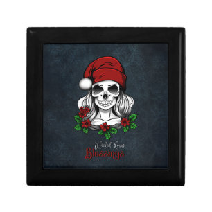 Whimsical Gothic Santa Skull Christmas Gift Box
