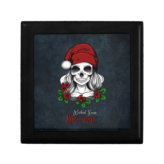 Whimsical Gothic Santa Skull Christmas Gift Box (Front)