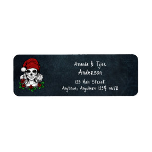 Whimsical Gothic Santa Skull Christmas Label