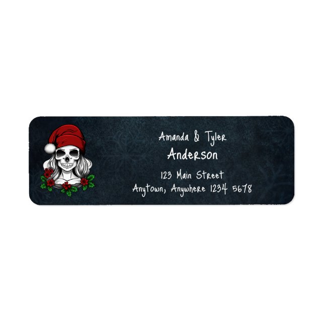 Whimsical Gothic Santa Skull Christmas Label (Front)