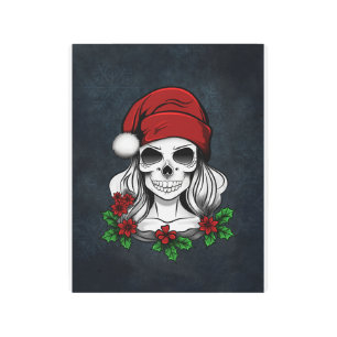 Whimsical Gothic Santa Skull Christmas Metal Print