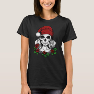Whimsical Gothic Santa Skull Christmas T-Shirt