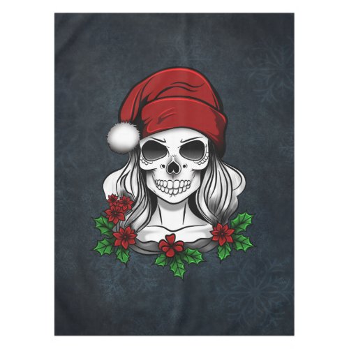 Whimsical Gothic Santa Skull Christmas Tablecloth