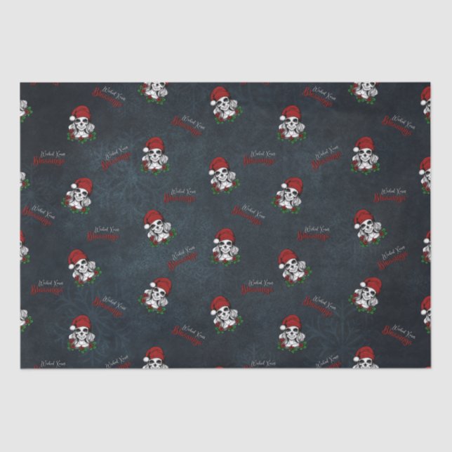 Whimsical Gothic Santa Skull Christmas Tissue Paper (Front)