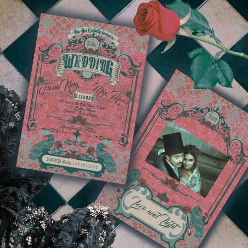 Whimsical Gothic Victorian Wedding Invitation 