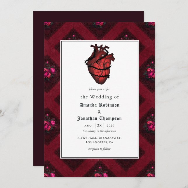 Whimsical Gothic Wedding Invitation (Front/Back)