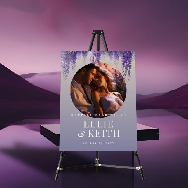 Whimsical Gradient Purple Floral Photo Welcome Foam Board (Creator Uploaded)