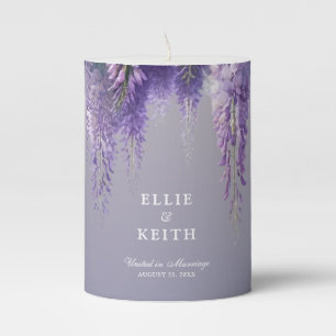 Whimsical Gradient Purple Floral Wedding Pillar Candle