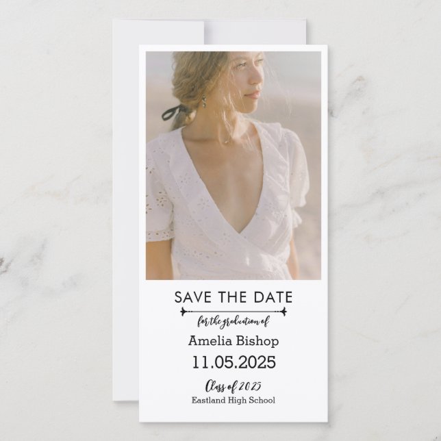 Whimsical Graduate Photo Save The Date (Front)