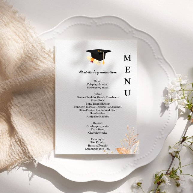 Whimsical Graduation party dinner menu  (Creator Uploaded)