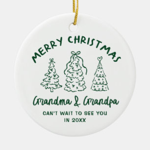 Whimsical Grandparents Pregnancy Announcement Ceramic Ornament