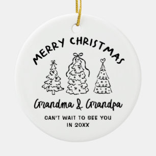 Whimsical Grandparents Pregnancy Announcement Ceramic Ornament