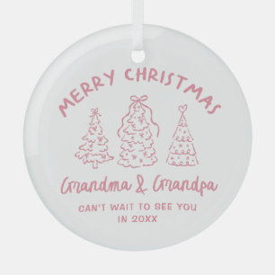Whimsical Grandparents Pregnancy Announcement Glass Ornament