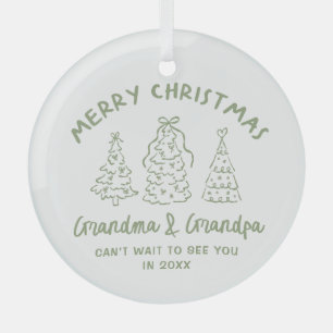 Whimsical Grandparents Pregnancy Announcement Glass Ornament