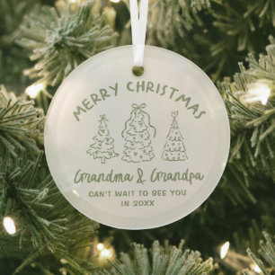 Whimsical Grandparents Pregnancy Announcement Glass Ornament