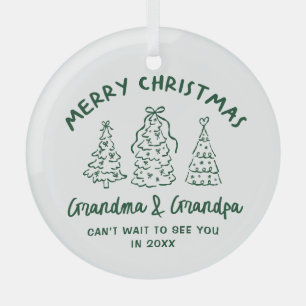 Whimsical Grandparents Pregnancy Announcement Glass Ornament