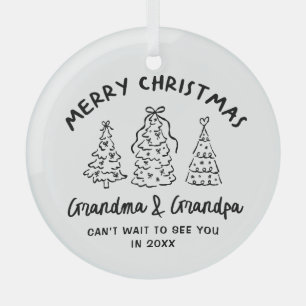 Whimsical Grandparents Pregnancy Announcement Glass Ornament